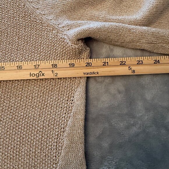 APT.9 Beige Knit Sweater Women's Size L W/ Side Zippers & Shimmer Threads - Picture 9 of 9